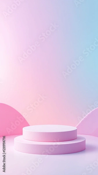 Obraz Vibrant Neon Soft Pastel Gradient Background in Pink and Blue Tones with Smooth Blur Effect