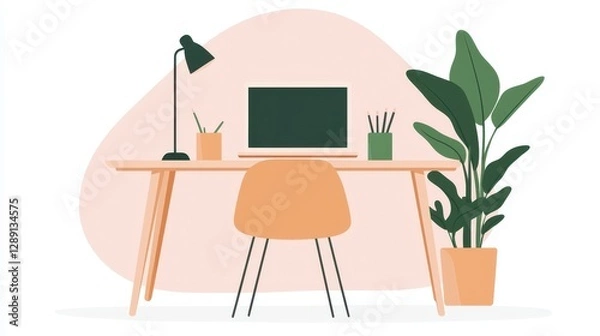 Fototapeta Enhance productivity in your flat with stylish minimal decor for teleworking