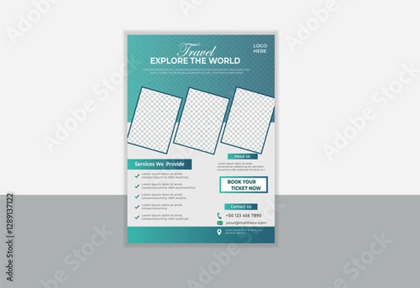 Fototapeta Creative Vector Travel Flyer Template Design
