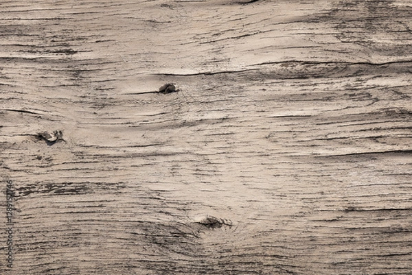 Fototapeta Background image: aged wood surface with knots and cracks