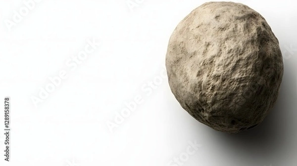 Fototapeta Isolated Round Stone with Natural Texture and Earthy Color on Neutral Background