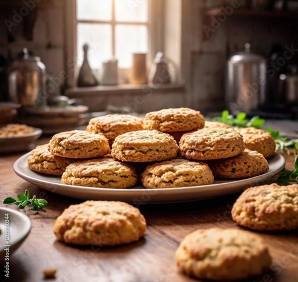 Fototapeta ANZAC biscuits with a golden, crunchy texture 2