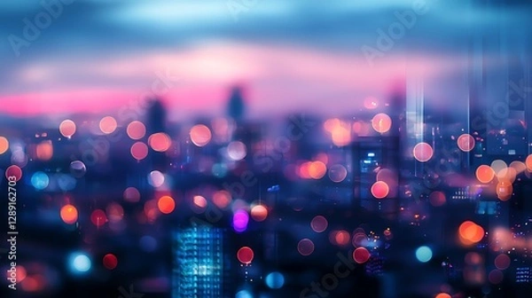 Fototapeta Blurred images glass wall with city town background.modern abstract window Blurred images glass wall with city town background.modern abstract window for banner design office interior