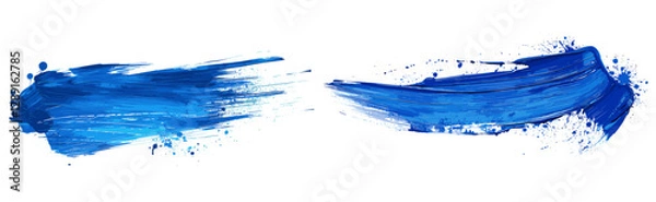 Fototapeta Hand-painted blue brush stroke, vector paint brush stroke, isolated on white or transparent PNG, acrylic paint smear, watercolor brushstroke, abstract paint stroke