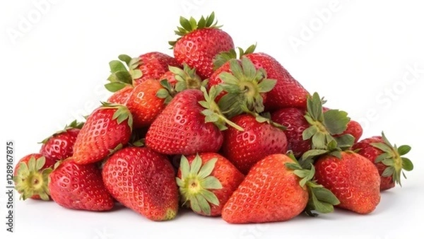 Fototapeta Pile of Strawberries on White Background