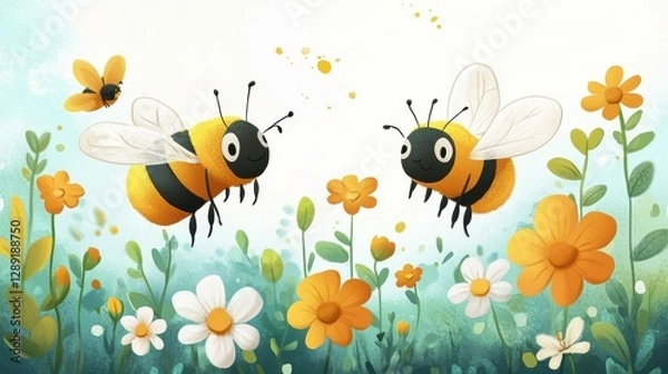 Obraz Bee and flowers in Spring.