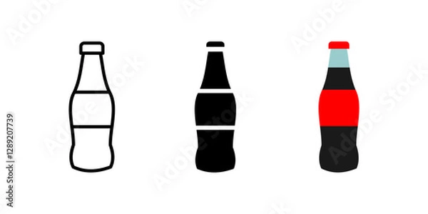 Fototapeta Soda bottle icon. Refreshing carbonated drink symbol. Fizzy beverage vector illustration. Cold soft drink pictogram. Classic cola and soda glass bottle concept.