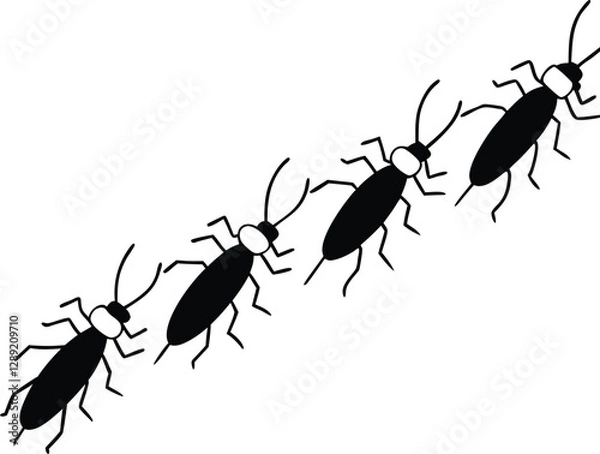 Fototapeta Termite walking in a line art silhouette