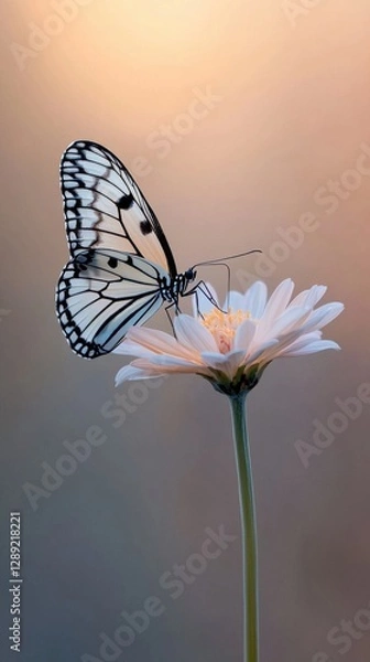 Fototapeta Butterfly pollinating flower garden nature serene environment close-up view beauty of nature