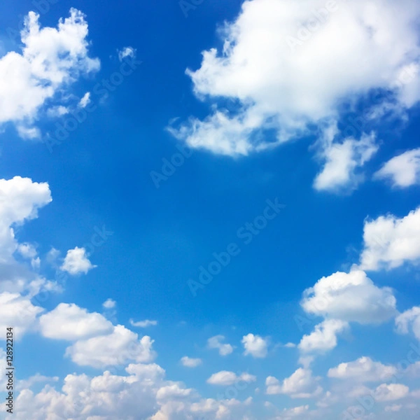 Fototapeta White clouds and blue sky background