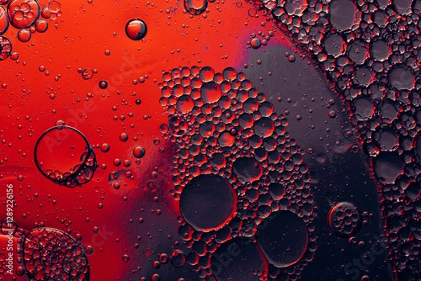 Fototapeta red paint and water, abstract dark background