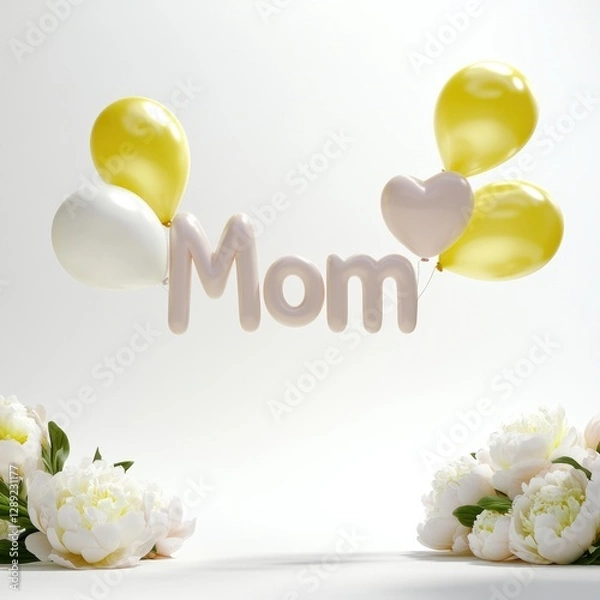 Obraz Cheerful composition featuring balloons and floral elements cele