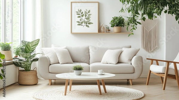 Fototapeta Scandinavian Serenity: Bright and Natural Dining Space