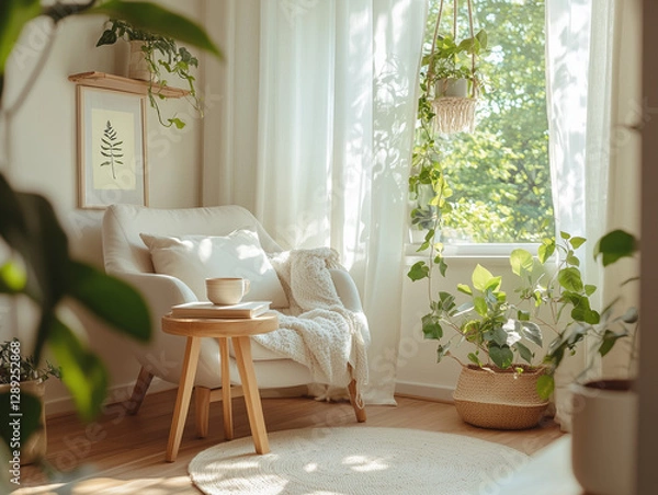 Fototapeta Scandinavian Serenity: Bright and Natural Dining Space