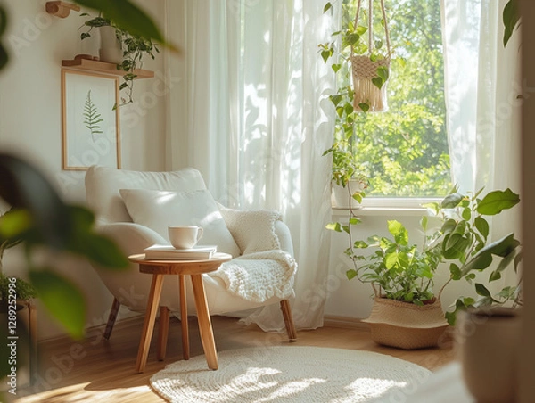 Fototapeta Scandinavian Serenity: Bright and Natural Dining Space