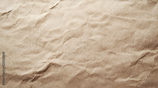Fototapeta Rustic Elegance: A captivating close-up of crumpled, light brown paper, revealing its soft fibers and textured surface.  The image evokes a sense of nostalgia and handcrafted authenticity. 
