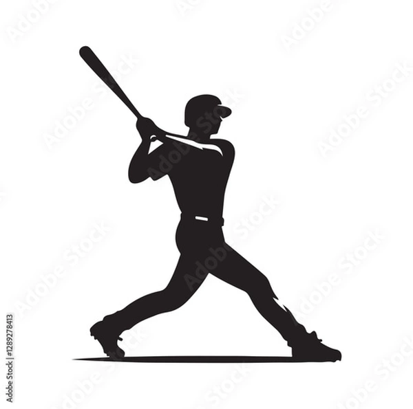 Fototapeta man swinging baseball bat silhouette vector illustration

