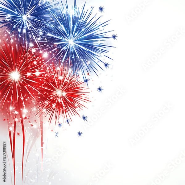 Obraz Red, White, & Blue Fireworks Background