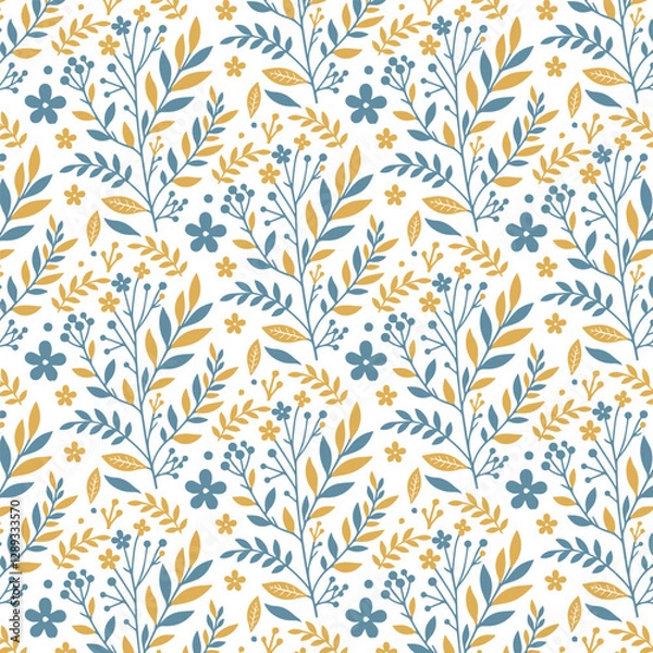 Fototapeta floral pattern with elegant botanical illustrations and seamless foliage details for stylish surface prints
