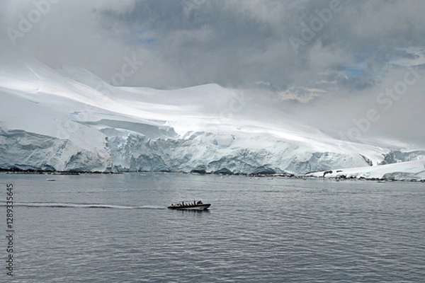 Obraz A special operations boat from an expedition cruise ship  goes in search of wildlife.