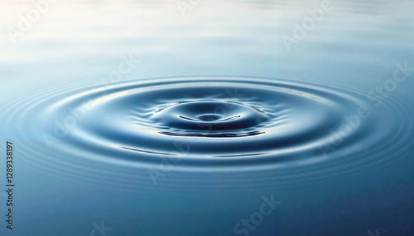Fototapeta Circular ripple in a still body of water reflecting calm serenity, symbolizing leadership impact and positive change in business