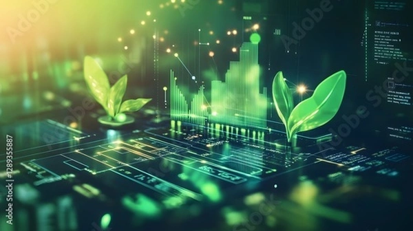 Fototapeta Autonomous Green Finance Hub Powered by AI Driven Ethical Technology Solutions