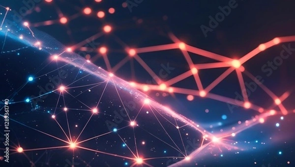 Fototapeta Futuristic Neural Network with Glowing Connections