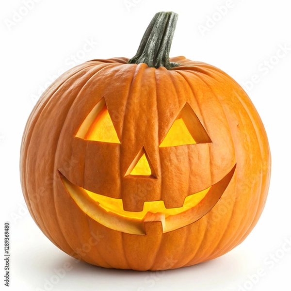 Obraz Scary pumpkin halloween lantern realistic vector