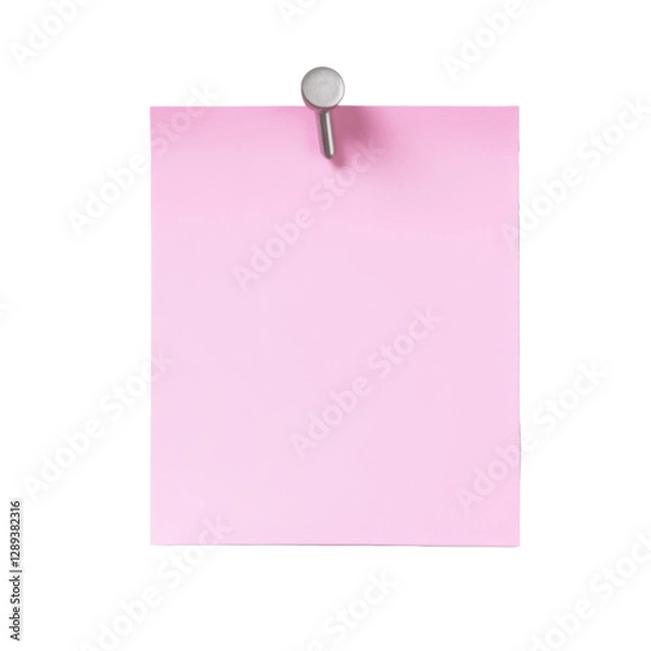 Fototapeta Soft pink sticky note on white surface minimalistic and serene 
