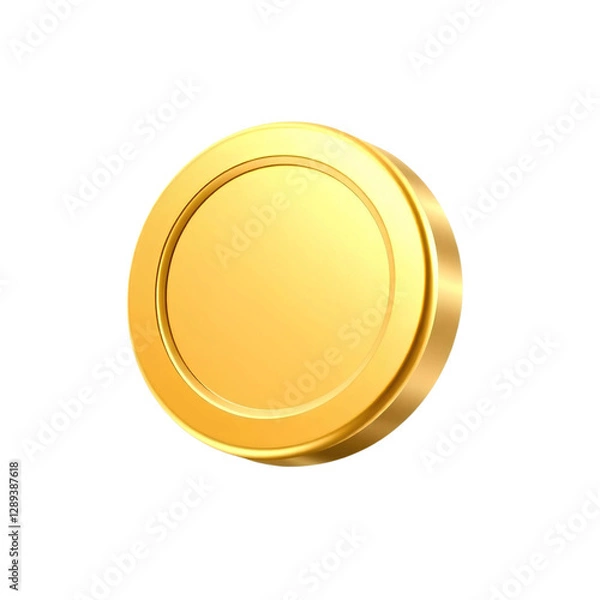Fototapeta 3d round golden coin with a polished and realistic metallic look, perfect for illustrating financial growth, wealth, and prosperity, high quality png isolated on transparent background