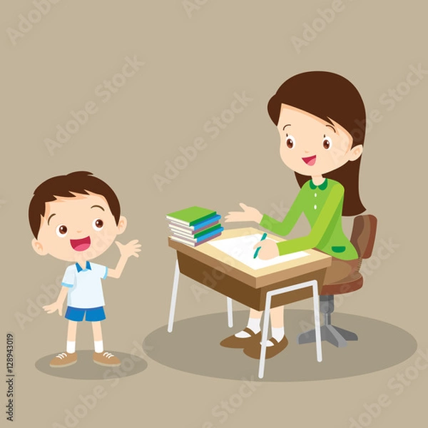 Fototapeta teacher working and talk with student