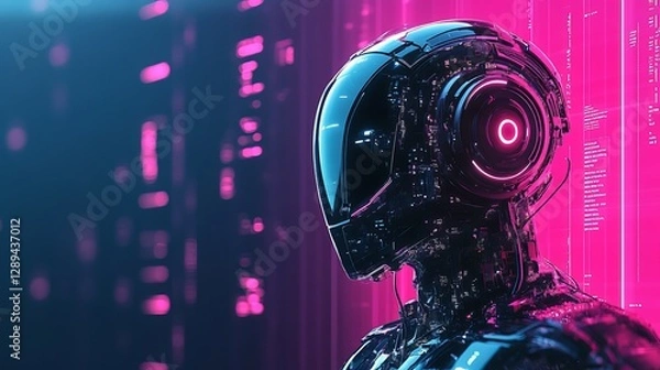 Fototapeta Advanced ai security sentinel technology cyber environment digital art futuristic viewpoint innovative concept