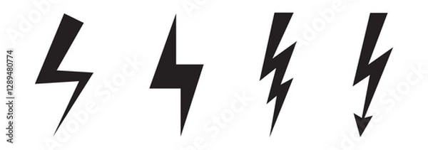 Fototapeta Lightning Vector Icon Set - Energy and Storm Design Collection
