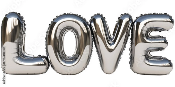Obraz Decorative silver love balloons arranged for a special celebration or event in bright lighting