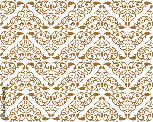 Fototapeta Seamless pattern decorative vintage, vector background, golden, iwallpaper, paper, wrapper, fabric, ornamental textile
