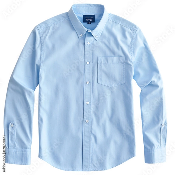 Fototapeta Light Blue Button Down Shirt with Chest Pocket Isolated on Transparent Background