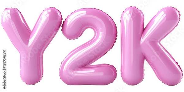 Fototapeta Pink balloon letters spelling Y2K at a festive event for the new millennium celebration