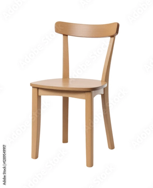 Fototapeta Classic Wooden Chair with Simple and Elegant Design, Perfect for Dining and Home Decor, Offering Comfort and Durability, Isolated on Transparent and White Background