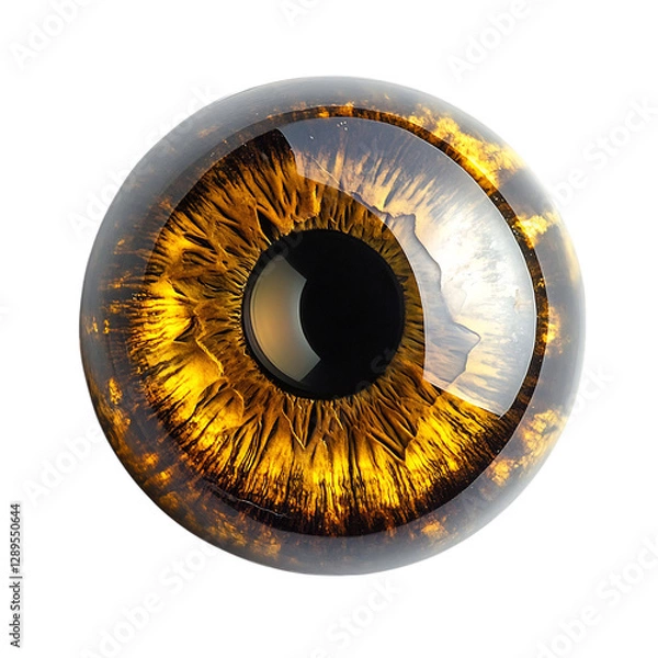 Fototapeta Smooth Polished Tigers Eye with Golden Brown Flash Isolated on Transparent Background