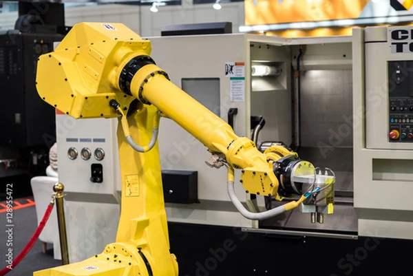 Obraz Industrial robot with CNC machine