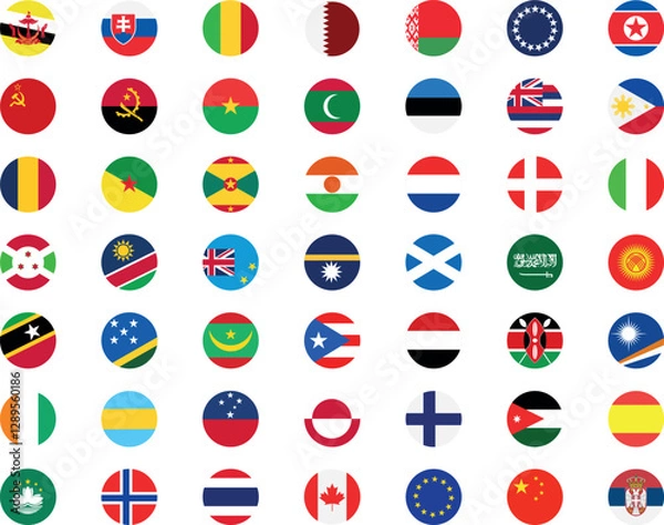 Fototapeta National flags in circle shape. National flags set. World flags. Flags of countries