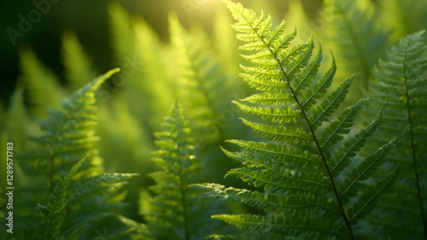 Fototapeta Producing Shadow Play with Fern Fronds. Enchanting Patterns of Moving Plants. Ultra Realistic Natural Art. Creative Shadow Effects with Foliage.