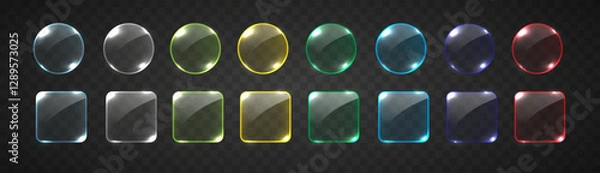 Obraz Glass buttons isolated icon. Color glossy web button for website or app.