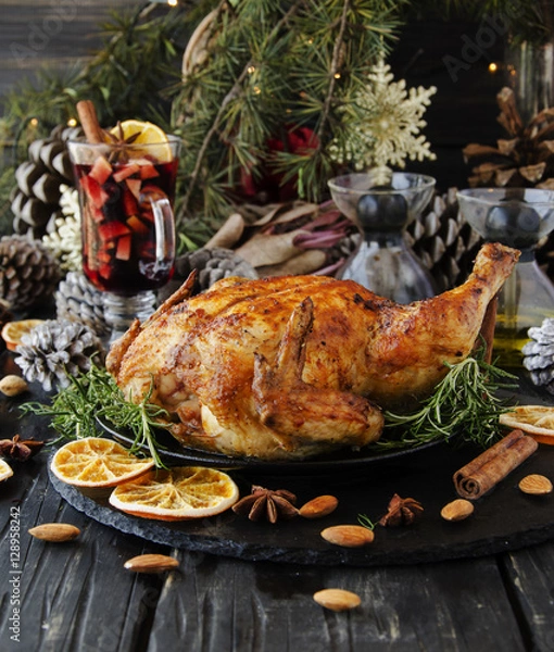 Obraz Baked chicken for Christmas or New Year