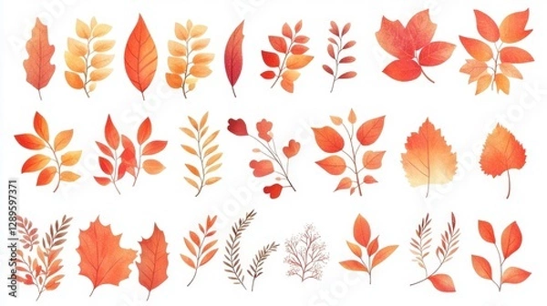 Fototapeta A set of vector borders with autumn leaves. These borders can be used to decorate greeting cards, banners, washi tape, and other Thanksgiving Day items.