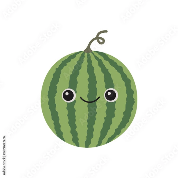 Fototapeta Watermelon Character with smiling face. Vector Cartoon Illustration