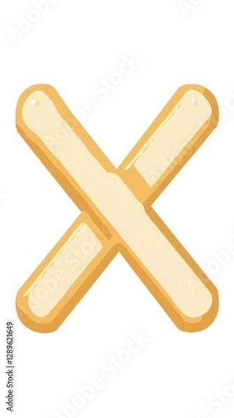Obraz A Simple Cartoon Illustration Depicting Two Crossed Wooden Bars