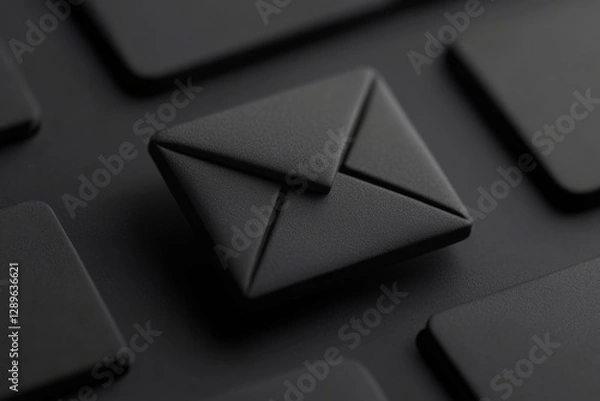 Fototapeta black envelope icon on dark surface