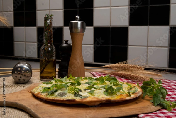 Obraz Brazilian pizza with cheese, mozzarella and basil