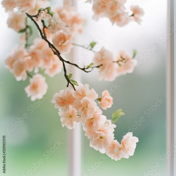 Fototapeta Flowering Branch of Light Pink Blossoms